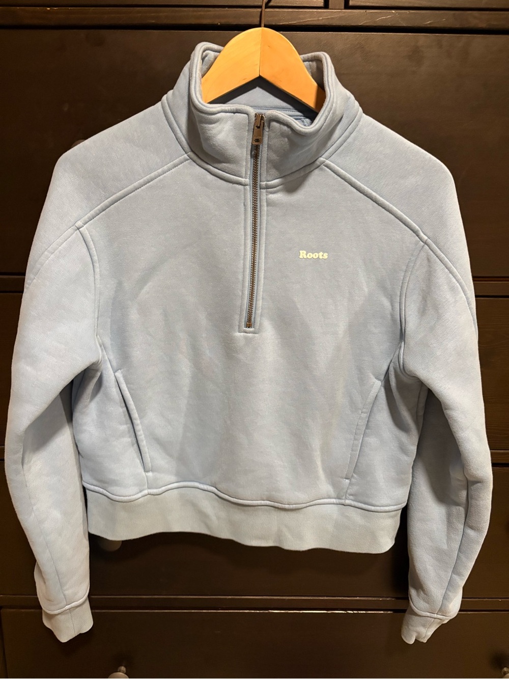 Roots Light Blue Quarter-Zip Fleece Hoodie